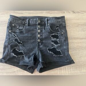 American Eagle Outfitters Black Distressed Jean Shorts